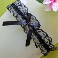 Wedding hak53 - 45mm black lace garter, thigh lace