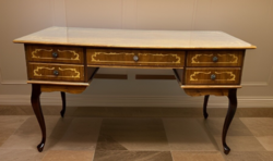 Neo-baroque inlaid desk that can be adjusted into a 5-drawer space