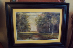 Autumn forest --- old, signed oil painting, original frame.