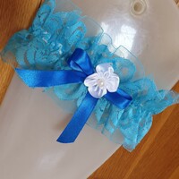 Wedding hak09 - 90mm turquoise lace garter, thigh lace