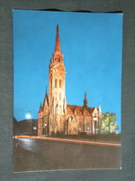 Postcard, Budapest, Matthias Church, in the evening light, view