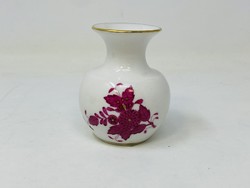 Herendi Apponyi mintás purpur színű pici porcelán váza (6,5cm) RZ