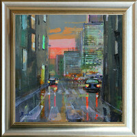 László Budai: evening lights - framed: 62x62 cm - artwork size: 50x50cm - 24/141h