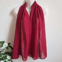 Wedding scarf25 - burgundy embroidered muslin scarf, shawl, stole