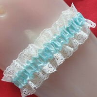Wedding hak12 - 60mm light blue, white lace garter, thigh lace