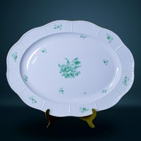 Herend green flower-patterned roast, steak plate