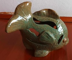 Glazed ceramic fish candle holder fish figure