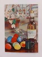 Old Easter postcard peach brandy photo postcard 1969 advertising