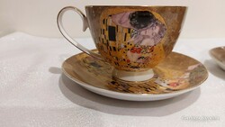 Gustav Klimt motívumos,porcelán teás,kávés csésze.