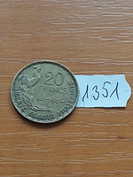 FRANCIAORSZÁG 20 FRANK 1950 Alumínium-Bronz, KAKAS  1351