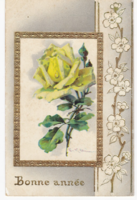 Yellow rose - gilded, framed embossed postcard