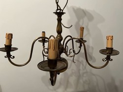 Five-branch Flemish chandelier, ceiling light ready for installation