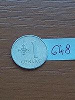 Lithuania 1 cent coin 1991 alu. 648