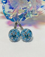 French clasp earrings with swarovski/preciosa crystals in a stainless steel socket on a turquoise base
