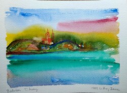 Litkey Bence: "Balaton  Tihany" című gyönyörű akvarellje