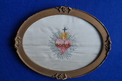 Embroidered religious image.