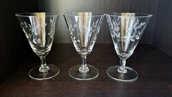 3 Pcs. Polished crystal goblet, goblet. Sold together. 1200 HUF