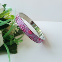 New, pink, shiny, flower and heart pattern bracelet, bangle