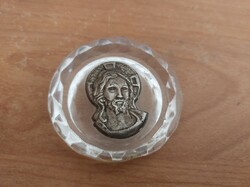 (K) small glass ornament with a holy image