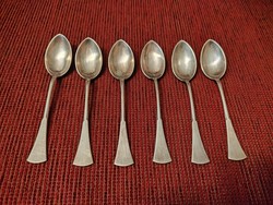 6 silver mocha spoons, marked
