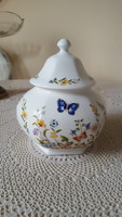 Beautiful English Aynsley porcelain container with a butterfly and flower lid