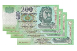 200 forint 2006 "FB" 3db SORSZÁMKÖVETŐ + 1db - UNC -