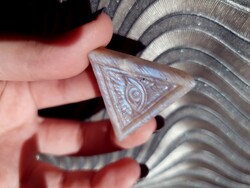 Special! Beautiful shiny moonstone mineral carving with illuminati / all seeing eye motif