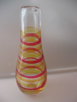 Handcrafted yellow-red striped craft vase, bottle