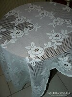 Beautiful vintage pink openwork lace tablecloth