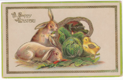 Happy Easter - gold embossed postcard