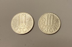 10  és 50 groschen 3 db Ausztria  osztrák fémpénz csomag