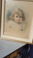 Beautiful little girl portrait watercolor painting