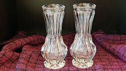 2 pcs. Old, uniform, molded glass vase. 15 cm. They are tall. HUF 700/pc.