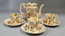 Antique Zsolnay and Fischer mocha, coffee set