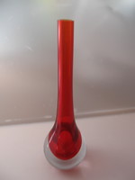 Muránói rubin és átlátszó szálas váza