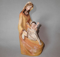 Hand Painted Gypsum Ceramic Terracotta Virgin Mary with Child Statue Religious Church Saint Figure