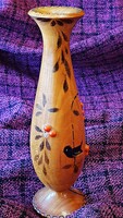 Old, retro, wooden vase, for decoration. 17.5 cm high.