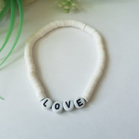 New polymer beaded bracelet with the inscription love