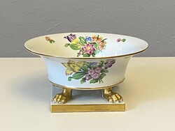Herend porcelain round lion-footed flower-painted offering table centerpiece