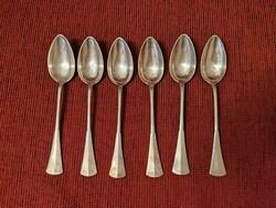 6 silver teaspoons, marked