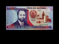 Unc - 5000 meticais - Mozambique - 1991 (with the image of the tragic president Samora Machel!) Read!