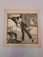 Jenő Feiks (1878-1939) 'City Park' Humorous Pen Drawing