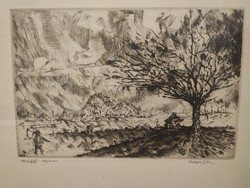Gabor Remsey - on the way home, etching