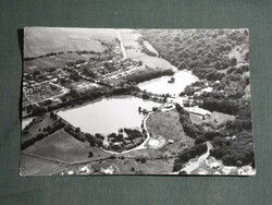 Postcard, bird's-eye view of the village with the fishing and boating lake