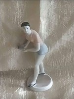 Hollóházi porcelán pinpongozó figura
