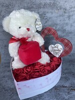 Valentine's Day teddy bear rose box, flower box with red plush box, where you can hide a surprise
