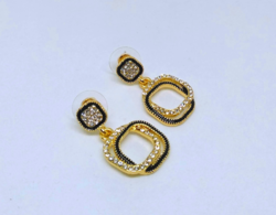 Gold-plated, tiny clear cz crystal geometric earrings 64