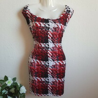 New, approx. 2Xl custom-made red-white-black sleeveless mini dress, elongated top, tunic