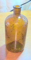 LEÁRAZVA Régi barna orvosságos üveg patikai gyógyszeres üveg-antik-vintage