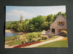 Postcard, panorama of abaliget tourist house with boating lake